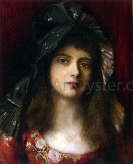 Albert Lynch The Green Bonnet - Canvas Print