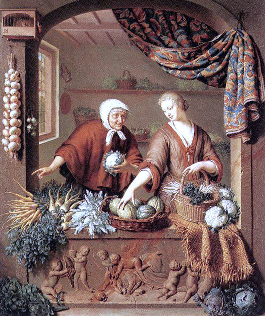 Willem Van Mieris The Greengrocer - Canvas Print