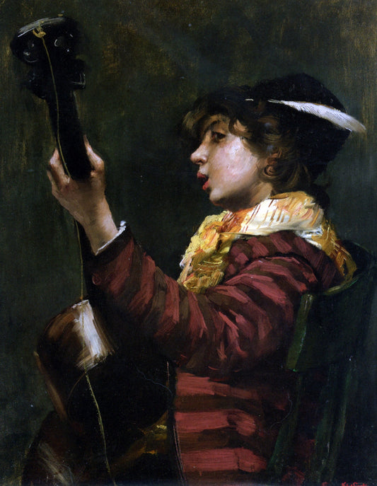 Norbert Goeneutte The Guitarist - Canvas Print