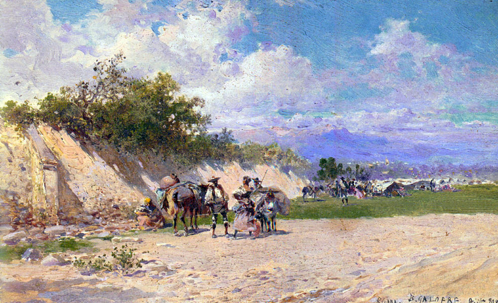 Baldomer Galofre Gimenez The Gypsy Camp - Canvas Print