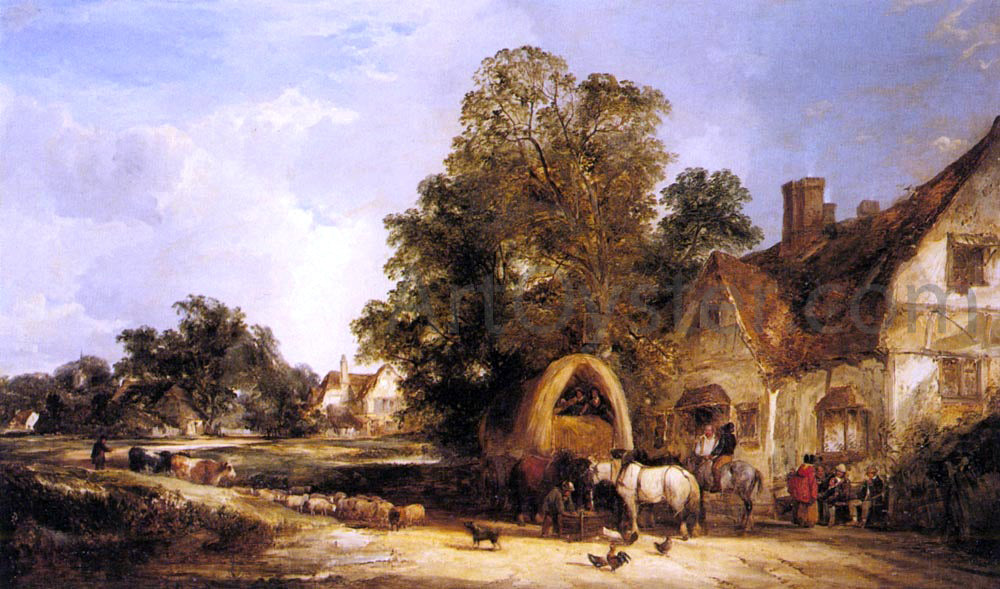 Senior William Shayer The Half Way House, Thatcham - Canvas Print