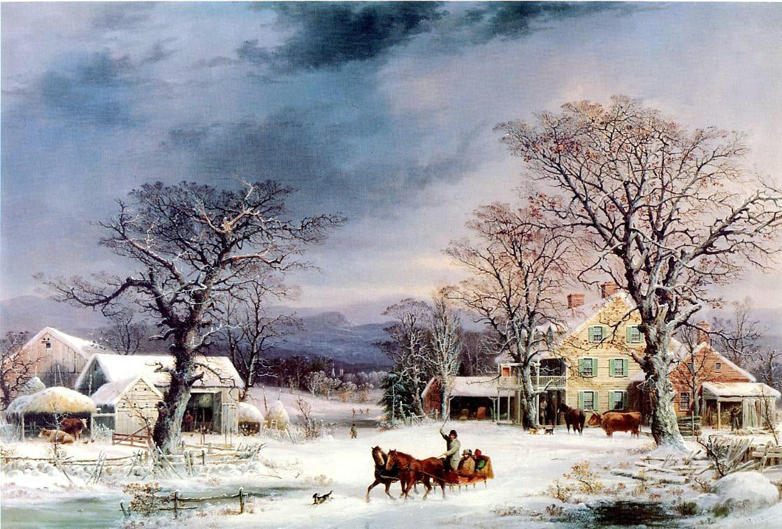 George Henry Durrie The Half-Way House - Canvas Print