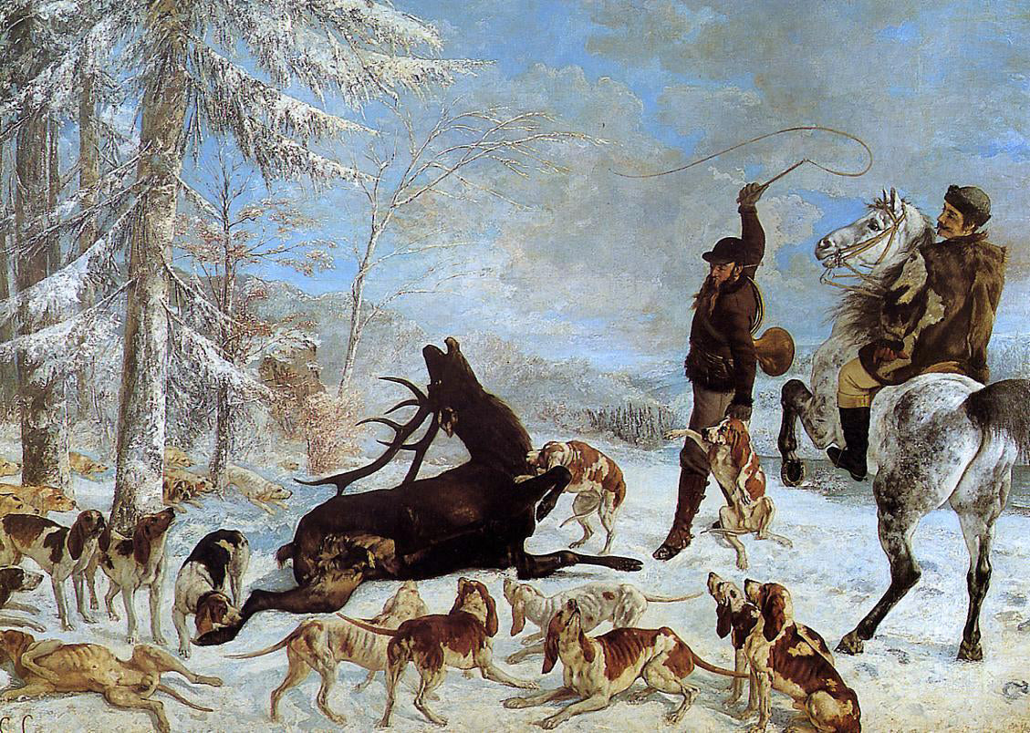 Gustave Courbet The Hallali of the Stag - Canvas Print