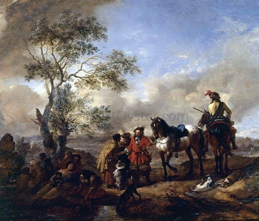 Philips Wouwerman The Halt at a Gypsy Camp - Canvas Print
