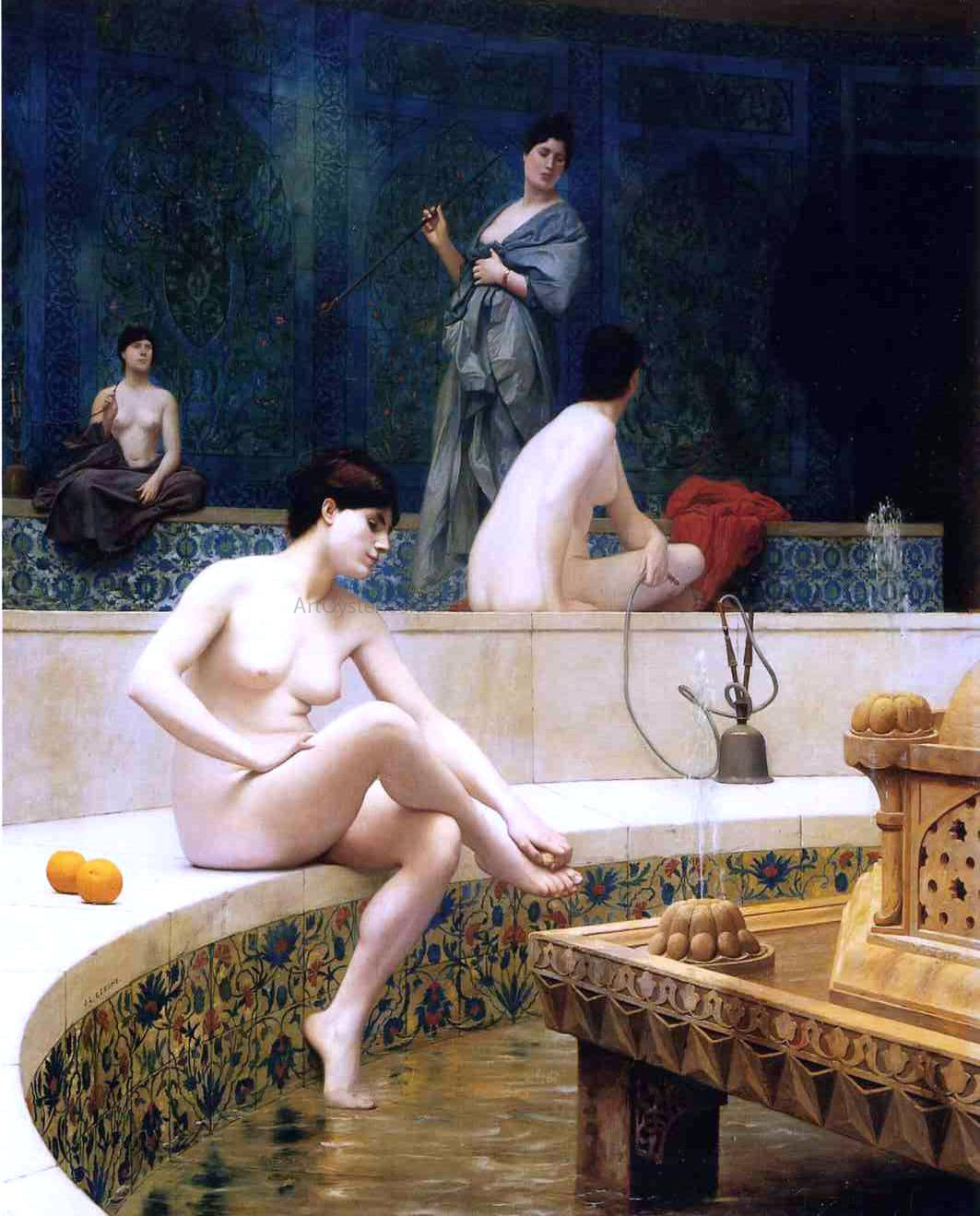 Jean-Leon Gerome Harem Bathing - Canvas Print