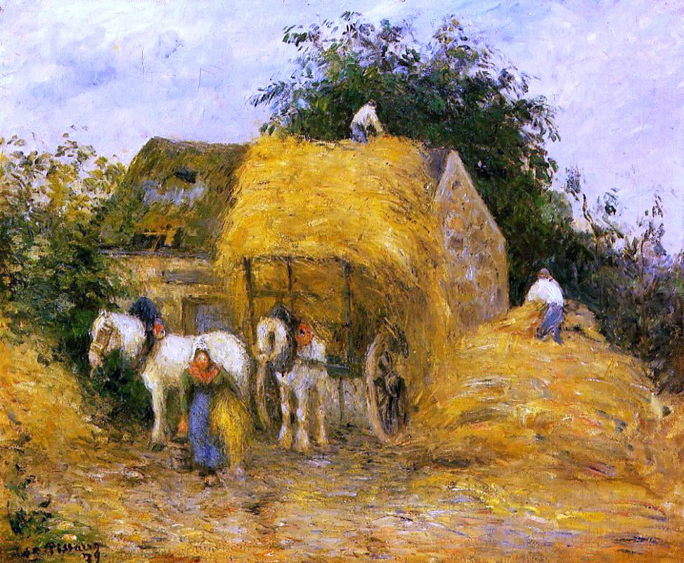 Camille Pissarro The Hay Wagon, Montfoucault - Canvas Print