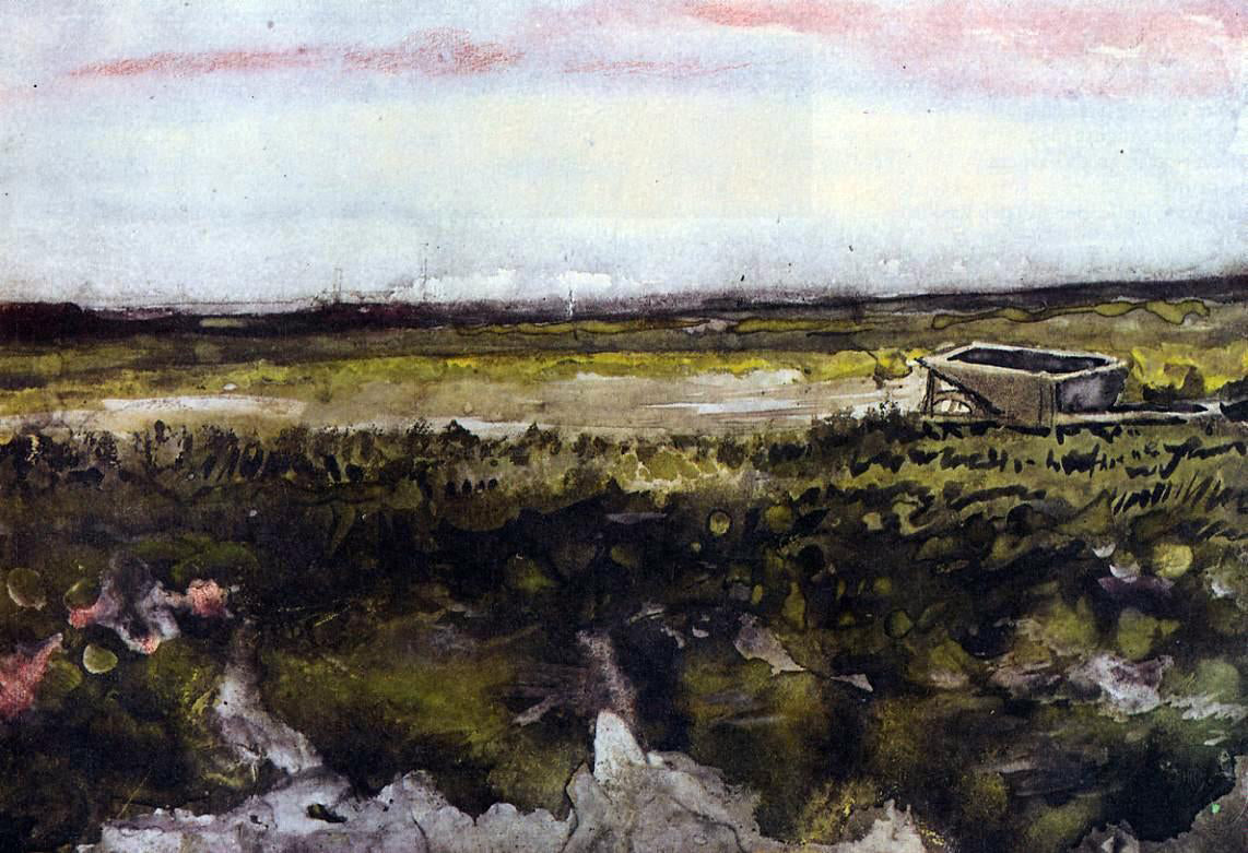 Vincent Van Gogh The Heath with a Wheelbarrow - Canvas Print