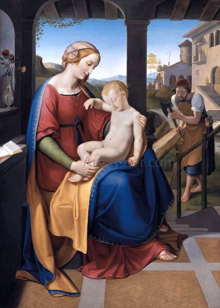 Friedrich Wilhelm Von Schadow The Holy Family Beneath the Portico - Canvas Print