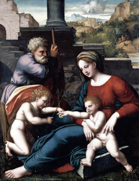 Leonardo Da pistoia The Holy Family with the Infant St John - Canvas Print