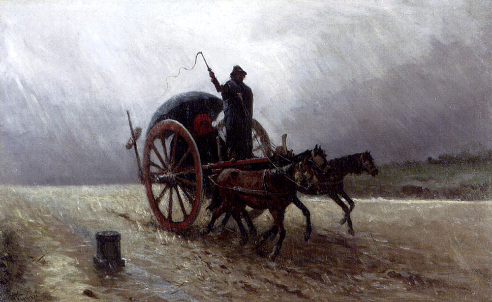 Francesco Giovanni Mancini The Horses And Trap - Canvas Print