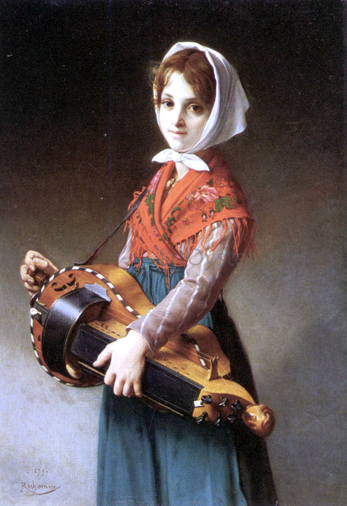 Jules Richomme The Hurdy-Gurdy Girl - Canvas Print