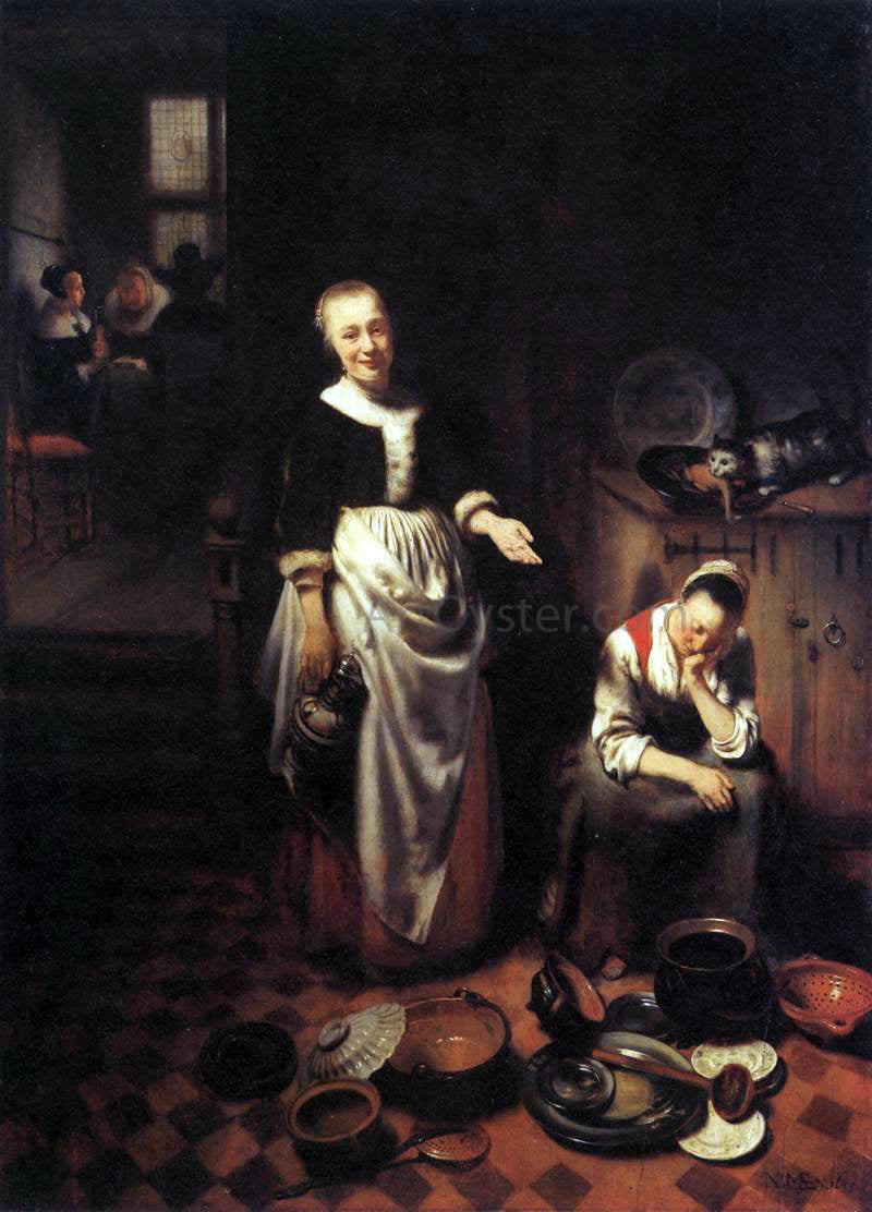 Nicolaes Maes The Idle Servant - Canvas Print