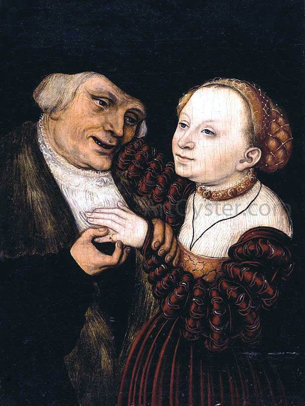 The Younger Lucas Cranach The Ill Matched Lovers - Canvas Print