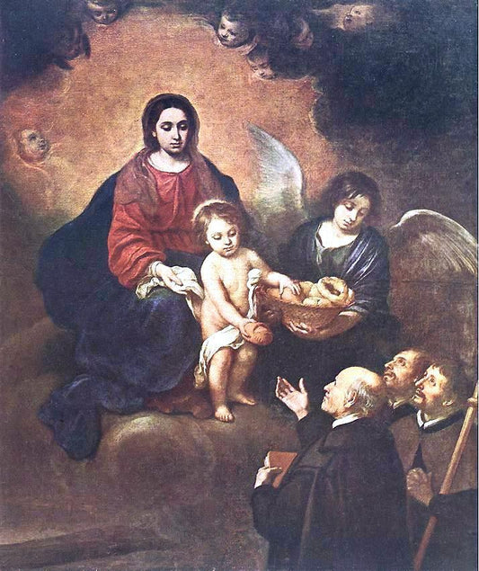Bartolome Esteban Murillo The Infant Jesus Distributing Bread to Pilgrims - Canvas Print