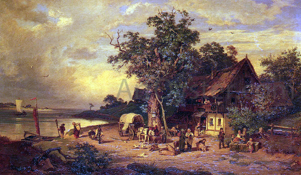 Rudolphe Heinrich Schuster The Inn at the Estuary - Canvas Print