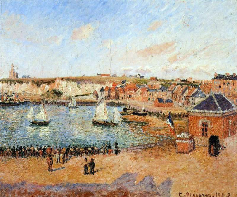 Camille Pissarro The Inner Harbor, Dieppe: Afternoon, Sun, Low Tide - Canvas Print