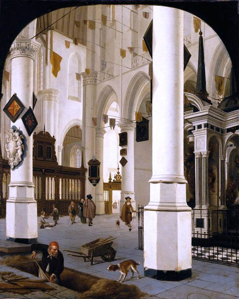 Hendrick Cornelisz Van Vliet The Interior of The Nieuwe Kerk In Delft with the Tomb of William the Silent - Canvas Print