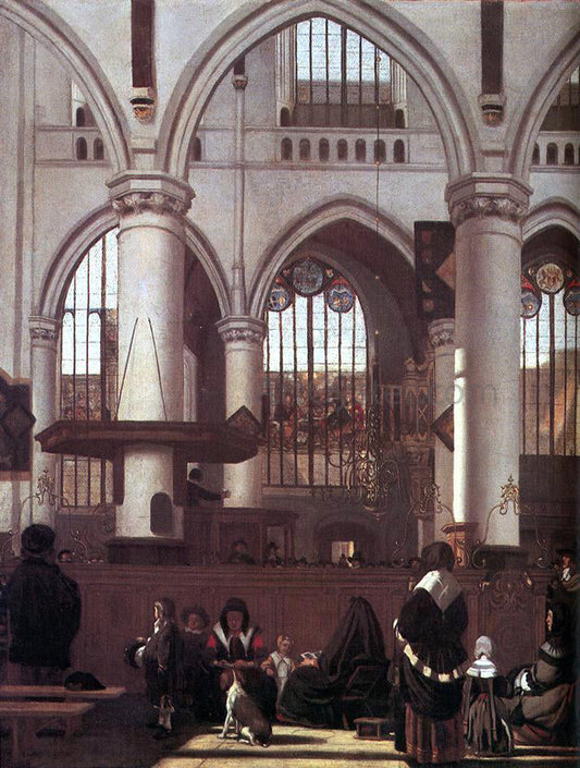 Emanuel De Witte The Interior of the Oude Kerk, Amsterdam, During a Sermon - Canvas Print