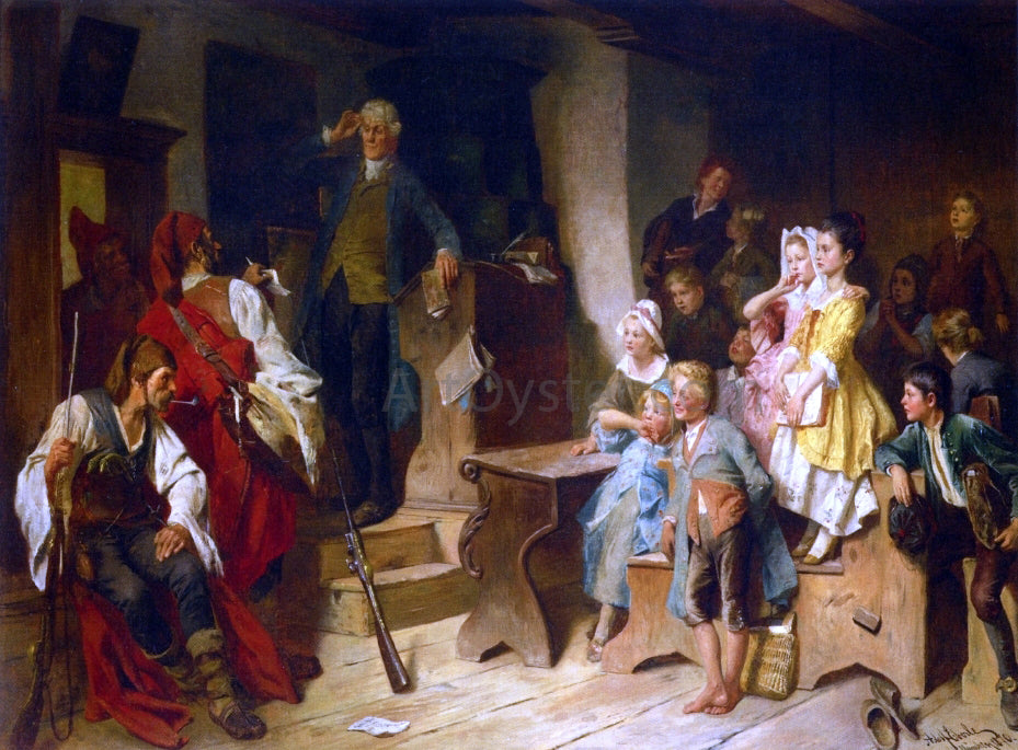 Adolf Eberle The Interrupted Lesson - Canvas Print
