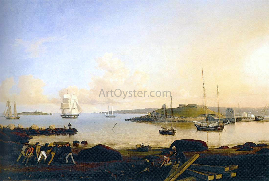 Fitz Hugh Lane The Island and Fort of Ten Pound, Gloucester - Canvas Print
