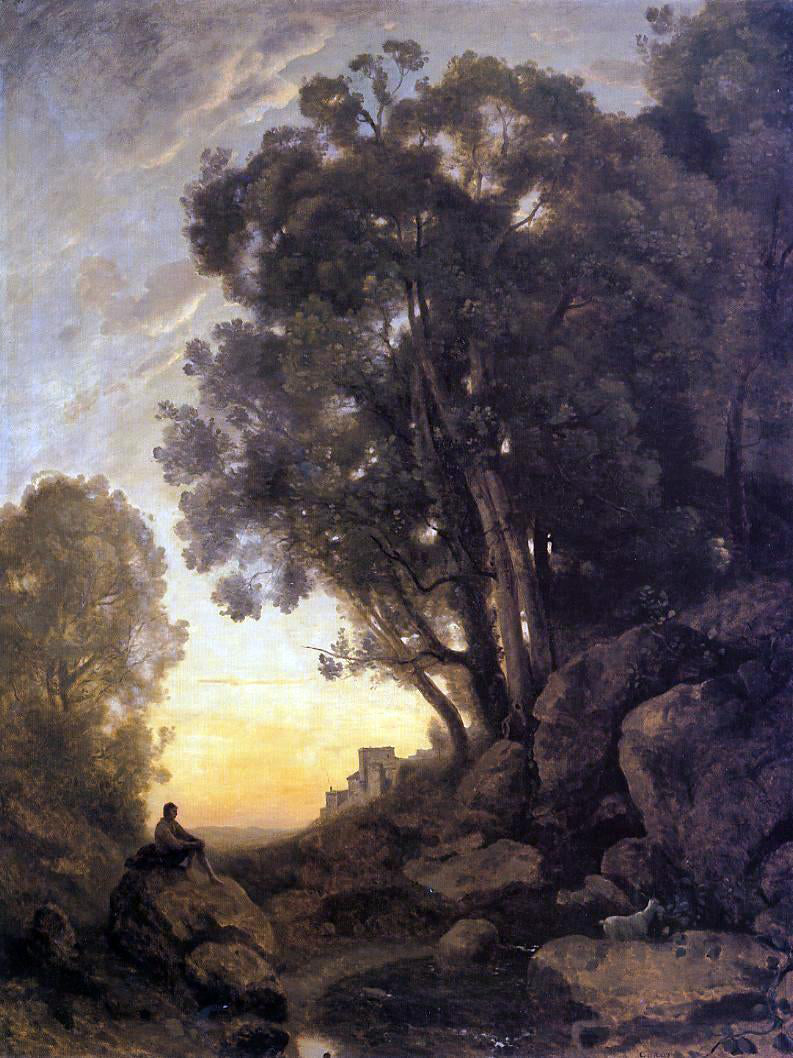 Jean-Baptiste-Camille Corot The Italian Goatherd, Evening - Canvas Print