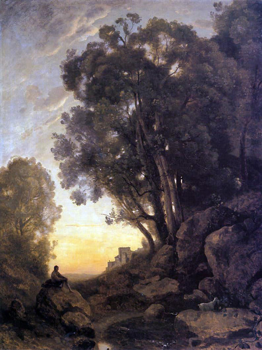 Jean-Baptiste-Camille Corot The Italian Goatherd, Evening - Canvas Print