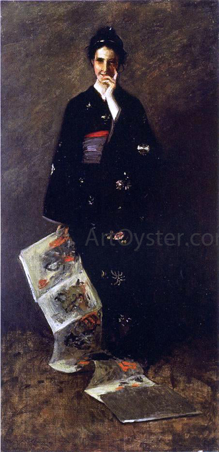 William Merritt Chase The Japanese Book - Canvas Print
