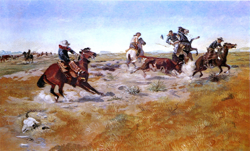 Charles Marion Russell The Judith Basin Roundup - Canvas Print