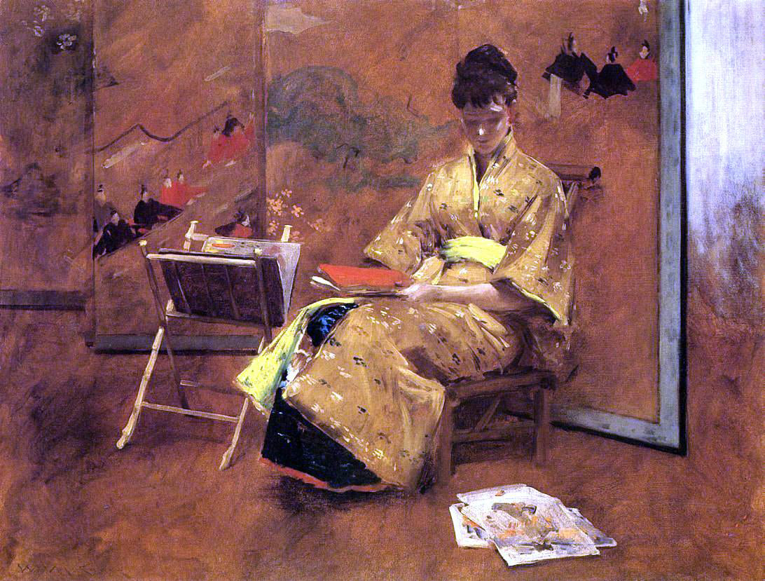 William Merritt Chase The Kimono - Canvas Print