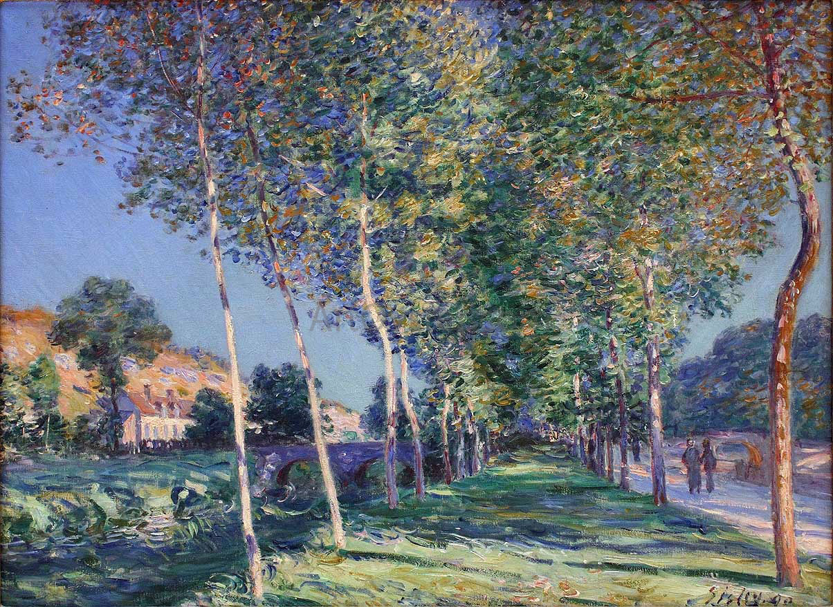 Alfred Sisley The Lane of Poplars at Moret sur Loing - Canvas Print