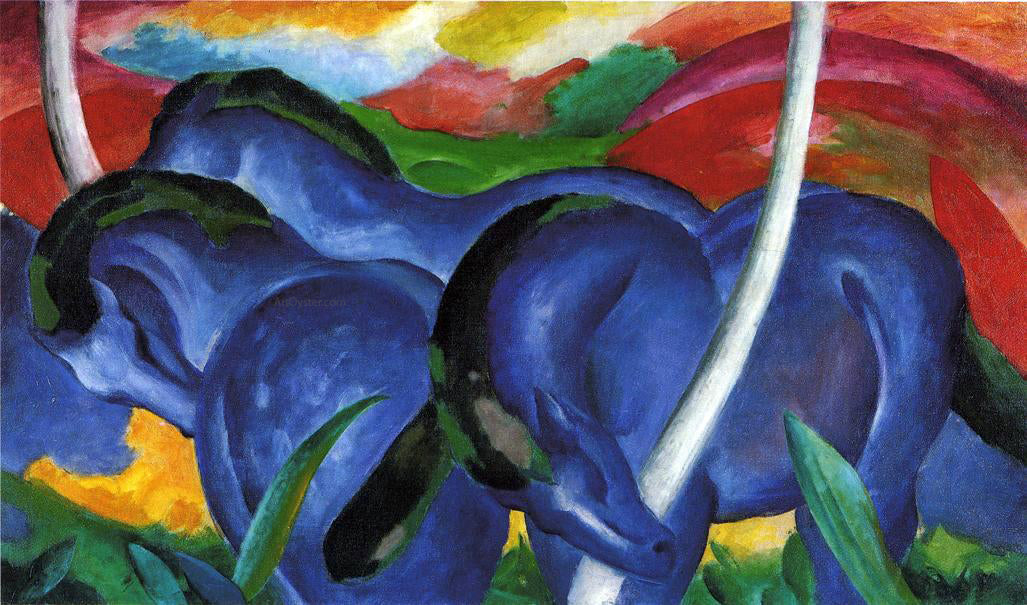 Franz Marc The Large Blue Horses - Canvas Print