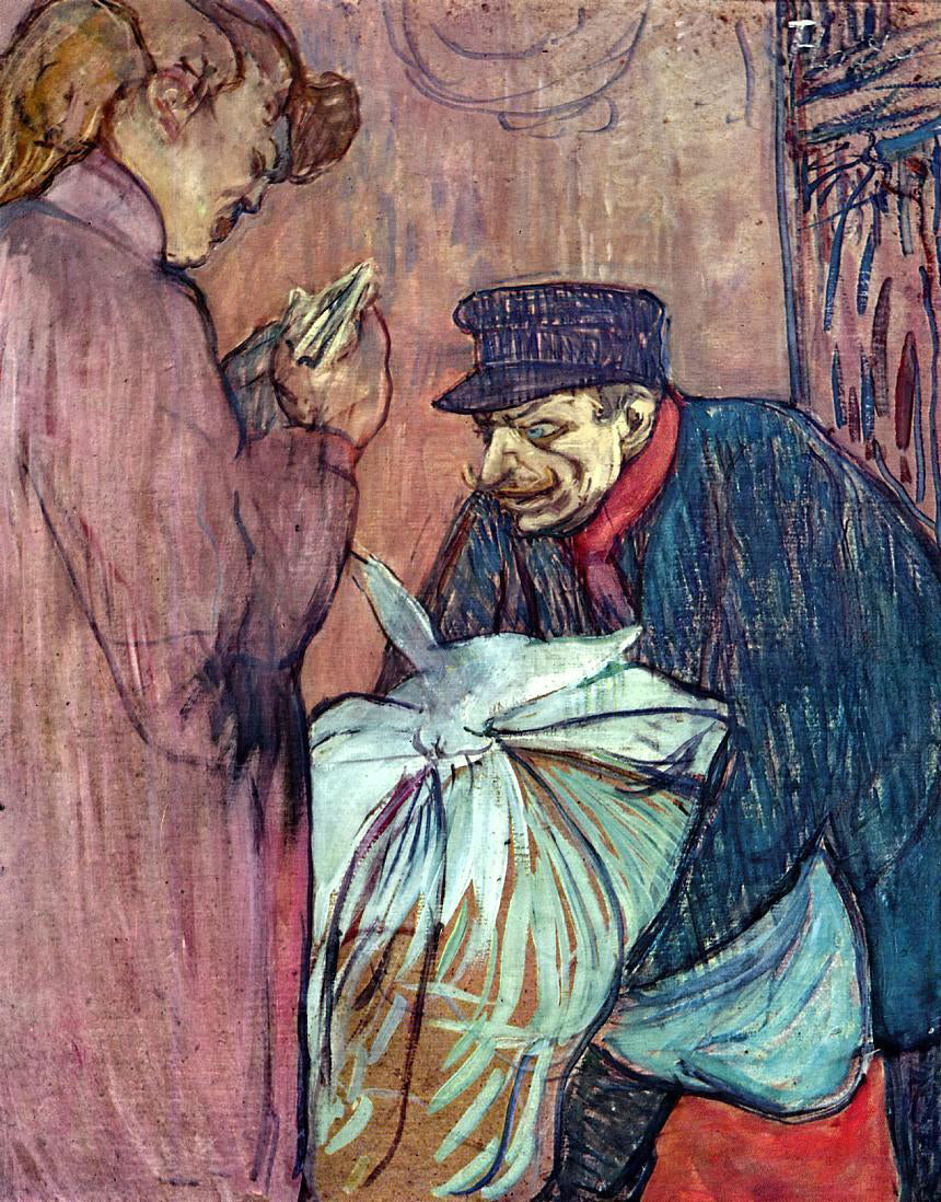 Henri De Toulouse-Lautrec The Laundryman Calling at the Brothal - Canvas Print