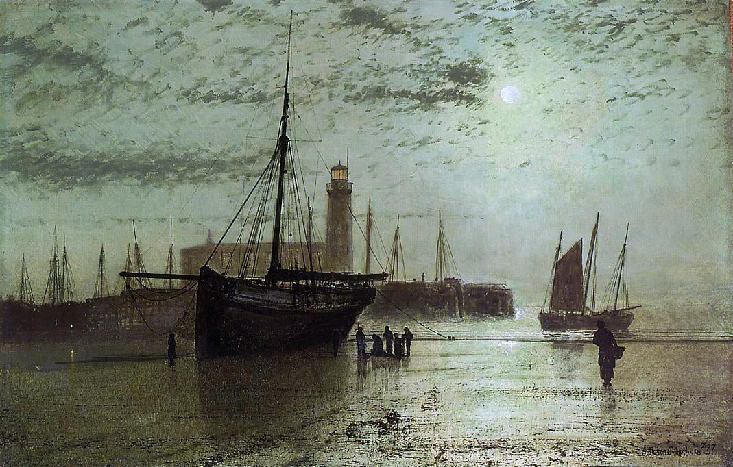 John Atkinson Grimshaw The Lighthouse at Scarborough - Canvas Print