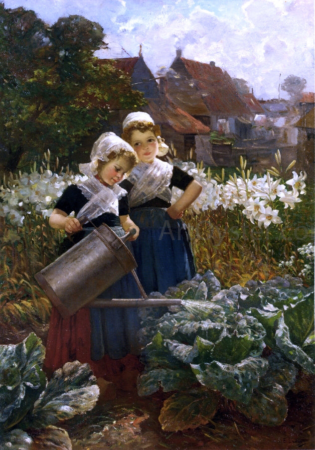 Edmond Louyot The Little Gardeners - Canvas Print