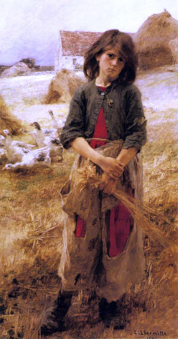 Leon Augustin L'hermitte) The Little Goose Girl of Mezy - Canvas Print