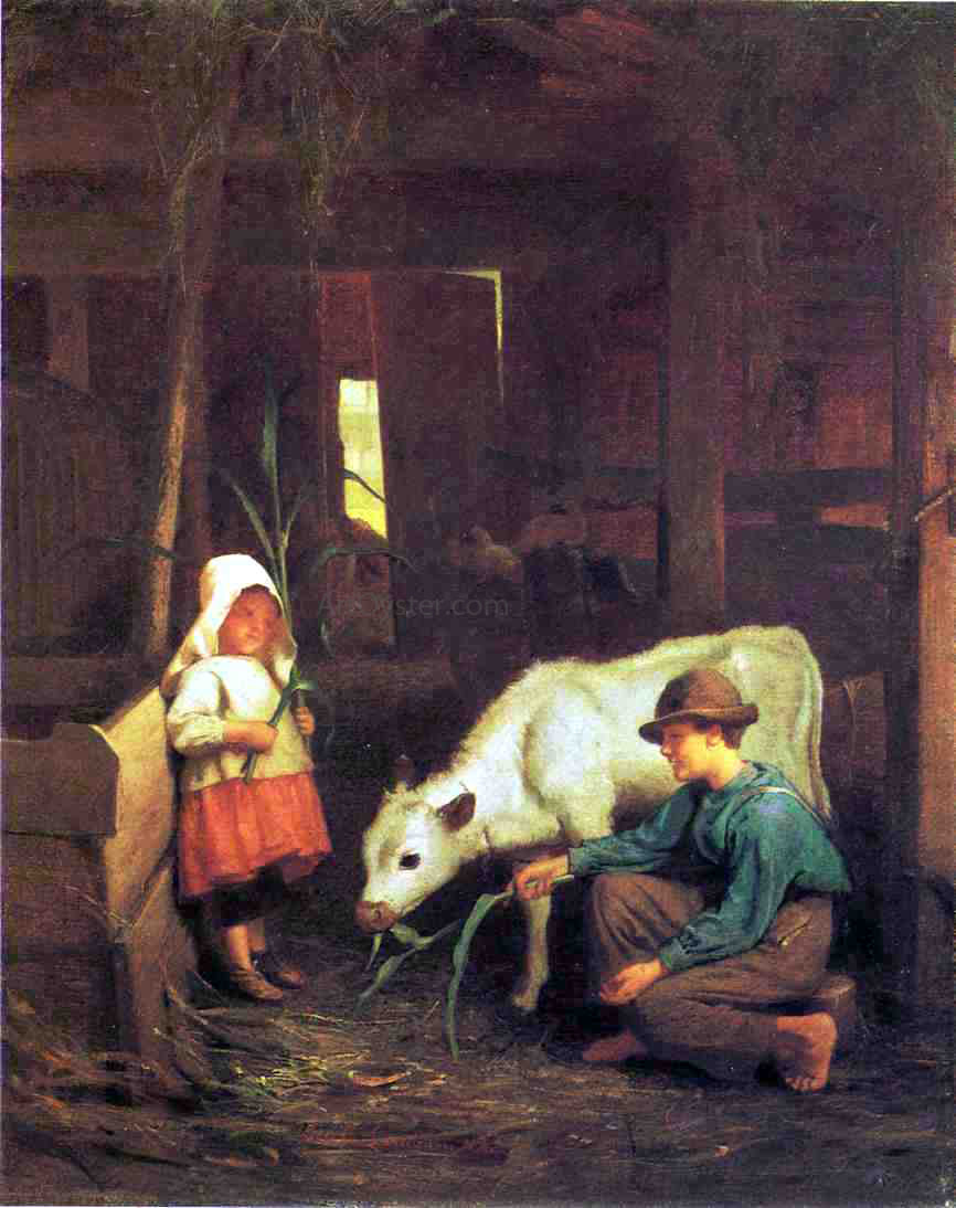 George Cochran Lambdin The Little White Heifer - Canvas Print