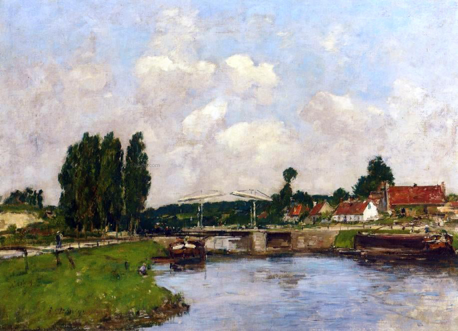 Eugene-Louis Boudin The Lock at Saint-Valery-sur-Somme - Canvas Print