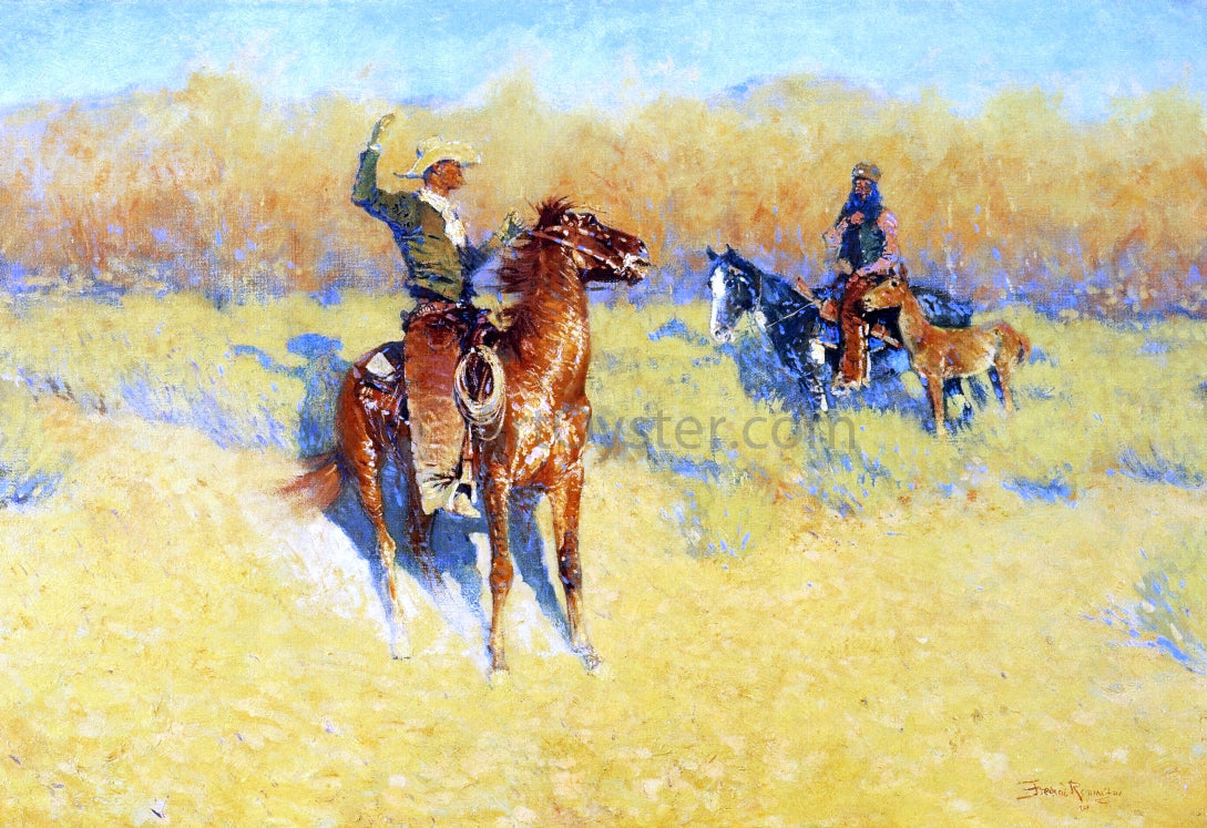Frederic Remington The Long-Horn Cattle Sign - Canvas Print