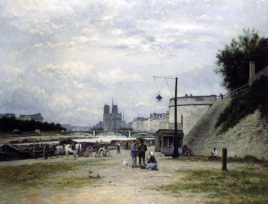 Stanislas Lepine The Louviers Quay at Pont Sully (also known as The Henri IV Quay, Paris) - Canvas Print