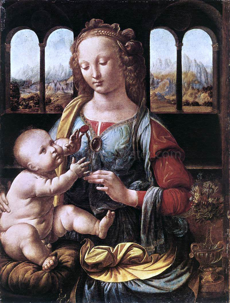 Leonardo Da Vinci The Madonna of the Carnation - Canvas Print