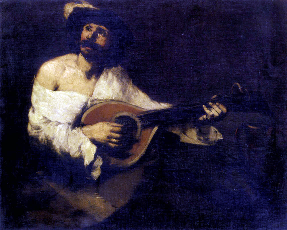 Theodule Ribot The Mandolin Player - Canvas Print