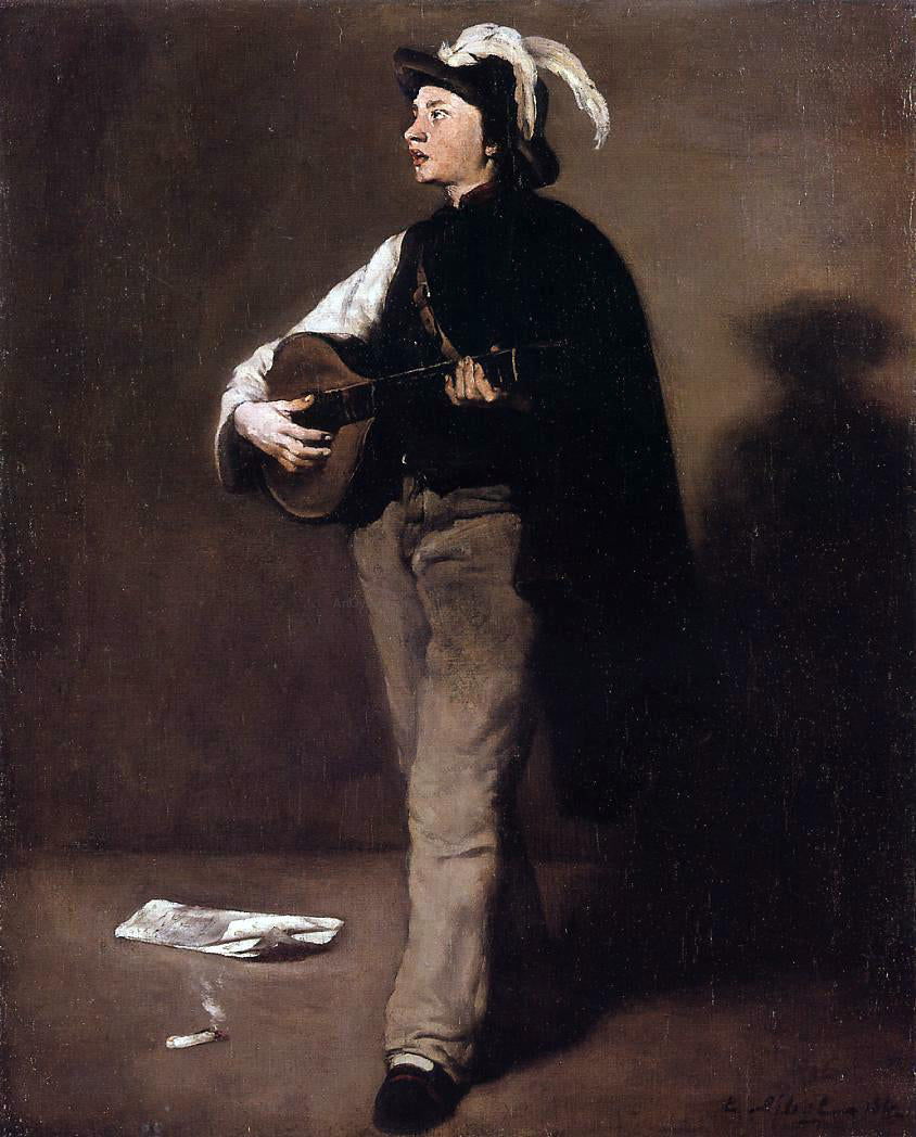Theodule Ribot The Mandolin Player - Canvas Print