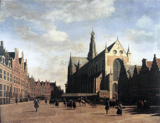 Gerrit Adriaensz Berckheyde The Market Square at Haarlem with the St Bavo - Canvas Print