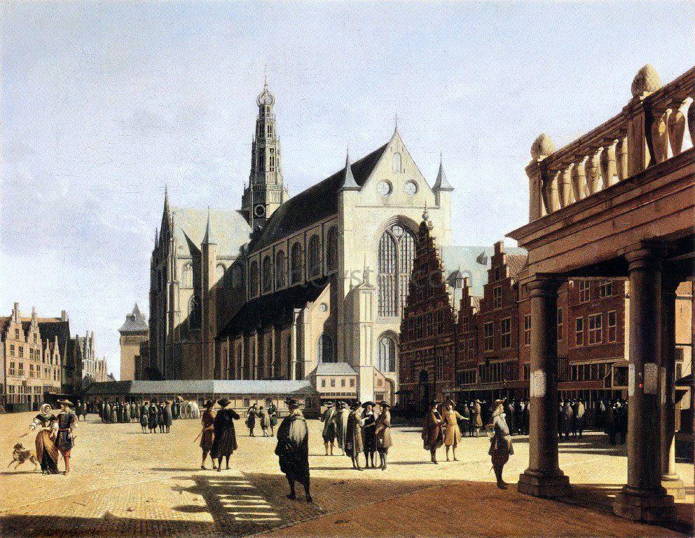 Gerrit Adriaensz Berckheyde The Marketplace and Church at Haarlem - Canvas Print