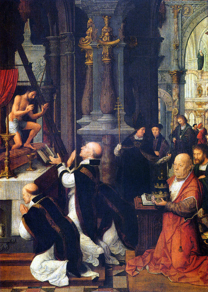 Adriaen Isenbrandt Ysenbrandt The Mass of St. Gregory - Canvas Print
