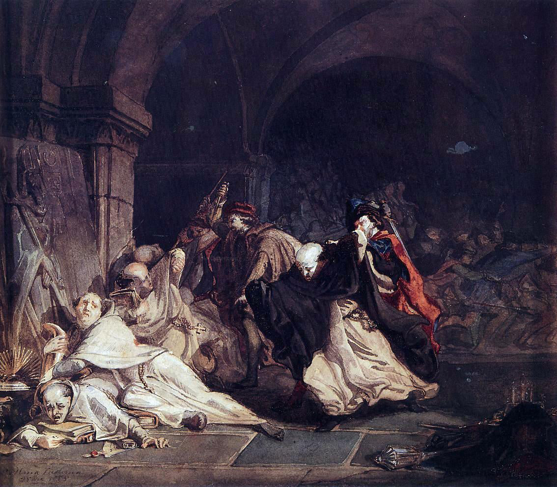 Sir Lawrence Alma-Tadema The Massacre of the Monks of Tamond - Canvas Print