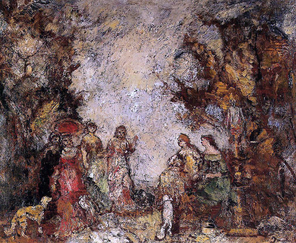 Adolphe-Joseph-Thomas Monticelli The Meeting of the Elegant Ladies - Canvas Print