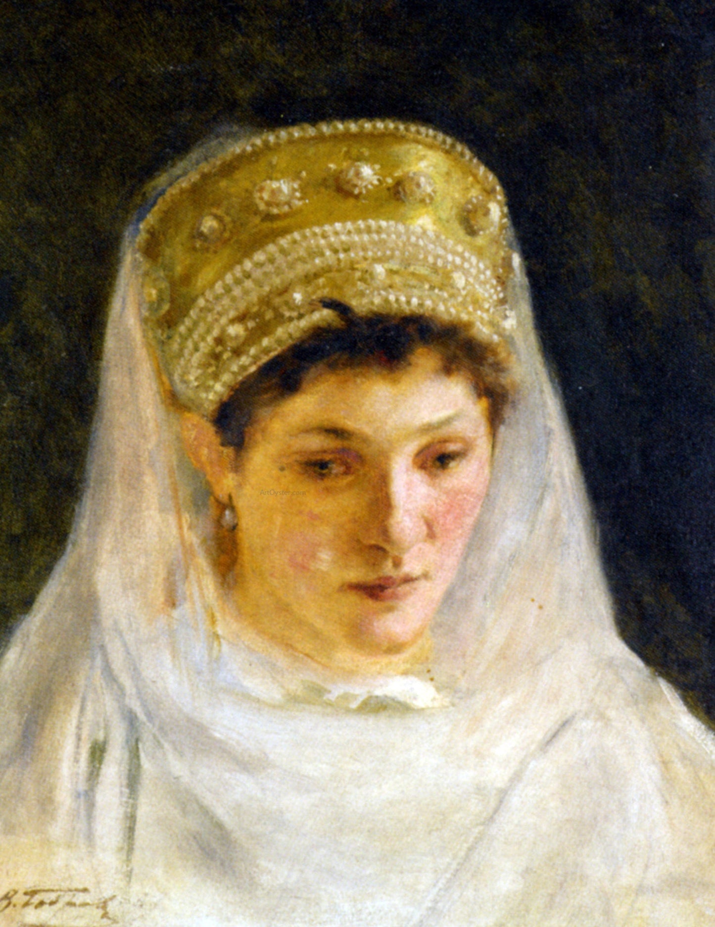 Viktor AlexeevichBobrov The Melancholy Bride - Canvas Print