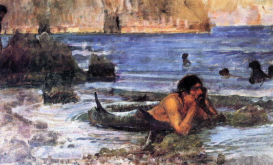 John William Waterhouse The Merman (sketch) - Canvas Print