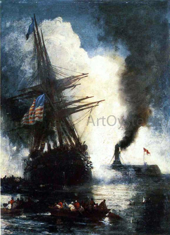 Edward Moran The Merrimac Sinks the Cumberland - Canvas Print